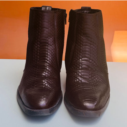 Azuro Milania Brown Croc Embossed Leather Chelsea Boots for Men