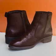 Azuro Milania Brown Croc Embossed Leather Chelsea Boots for Men
