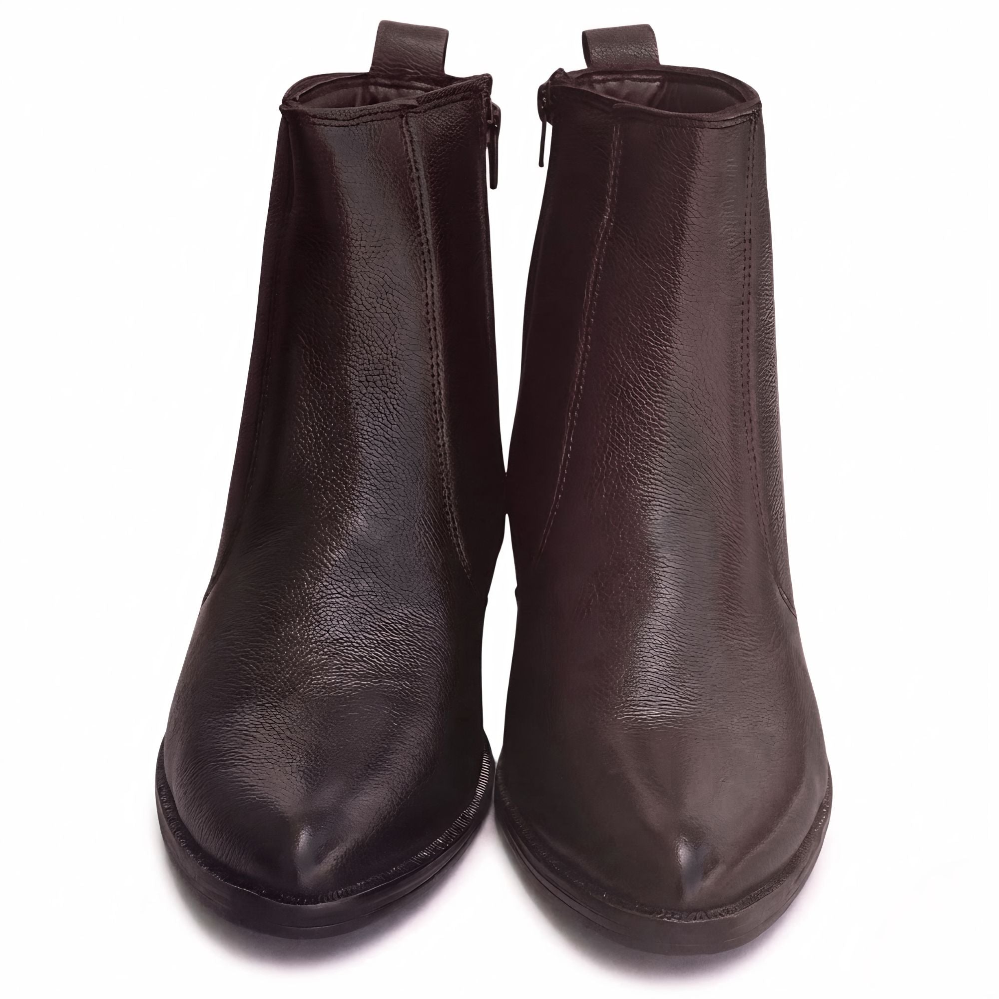 Azuro Milania Brown Chelsea Zipper Boots for Men — Metal Heel Ankle Boots