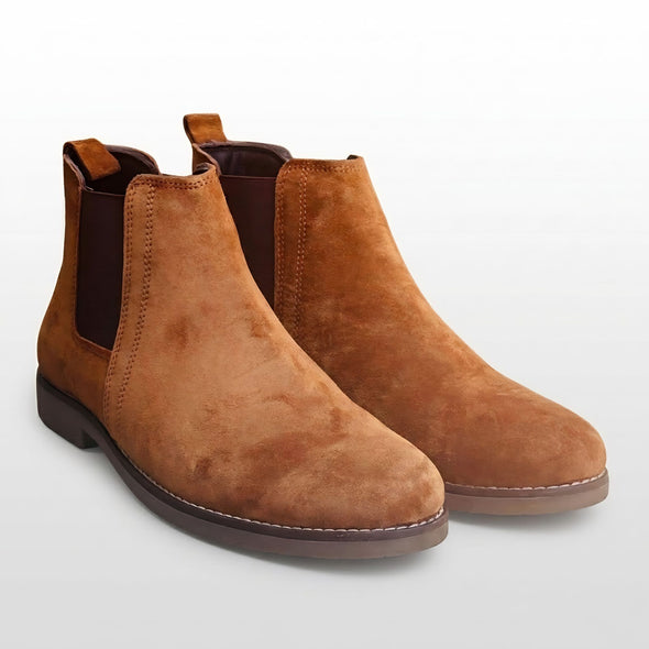 Azuro Milania Tan Suede Chelsea Boots for Men — Handcrafted Ankle Boots