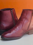 Azuro Milania Cherry Red Croc Embossed Leather Chelsea Boots for Men
