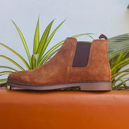 Azuro Milania Tan Suede Chelsea Boots for Men — Handcrafted Ankle Boots
