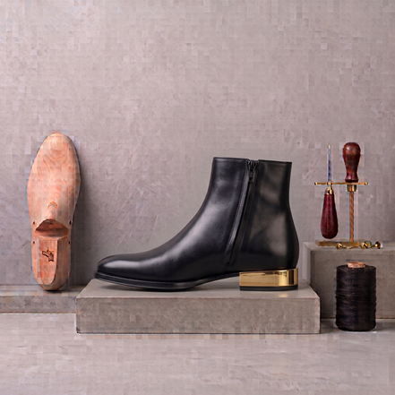 Azuro Milania Brown Chelsea Zipper Boots for Men — Metal Heel Ankle Boots