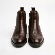 Azuro Milania Brown Croc Embossed Leather Chelsea Boots for Men