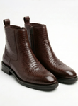 Azuro Milania Brown Croc Embossed Leather Chelsea Boots for Men