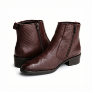 Azuro Milania Brown Croc Embossed Leather Chelsea Boots for Men