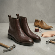Azuro Milania Brown Croc Embossed Leather Chelsea Boots for Men