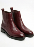 Azuro Milania Cherry Red Croc Embossed Leather Chelsea Boots for Men