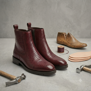 Azuro Milania Cherry Red Croc Embossed Leather Chelsea Boots for Men