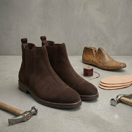 Azuro Milania Dark Brown Suede Chelsea Boots for Men — Premium Ankle Boots