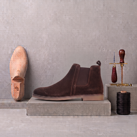 Azuro Milania Dark Brown Suede Chelsea Boots for Men — Premium Ankle Boots