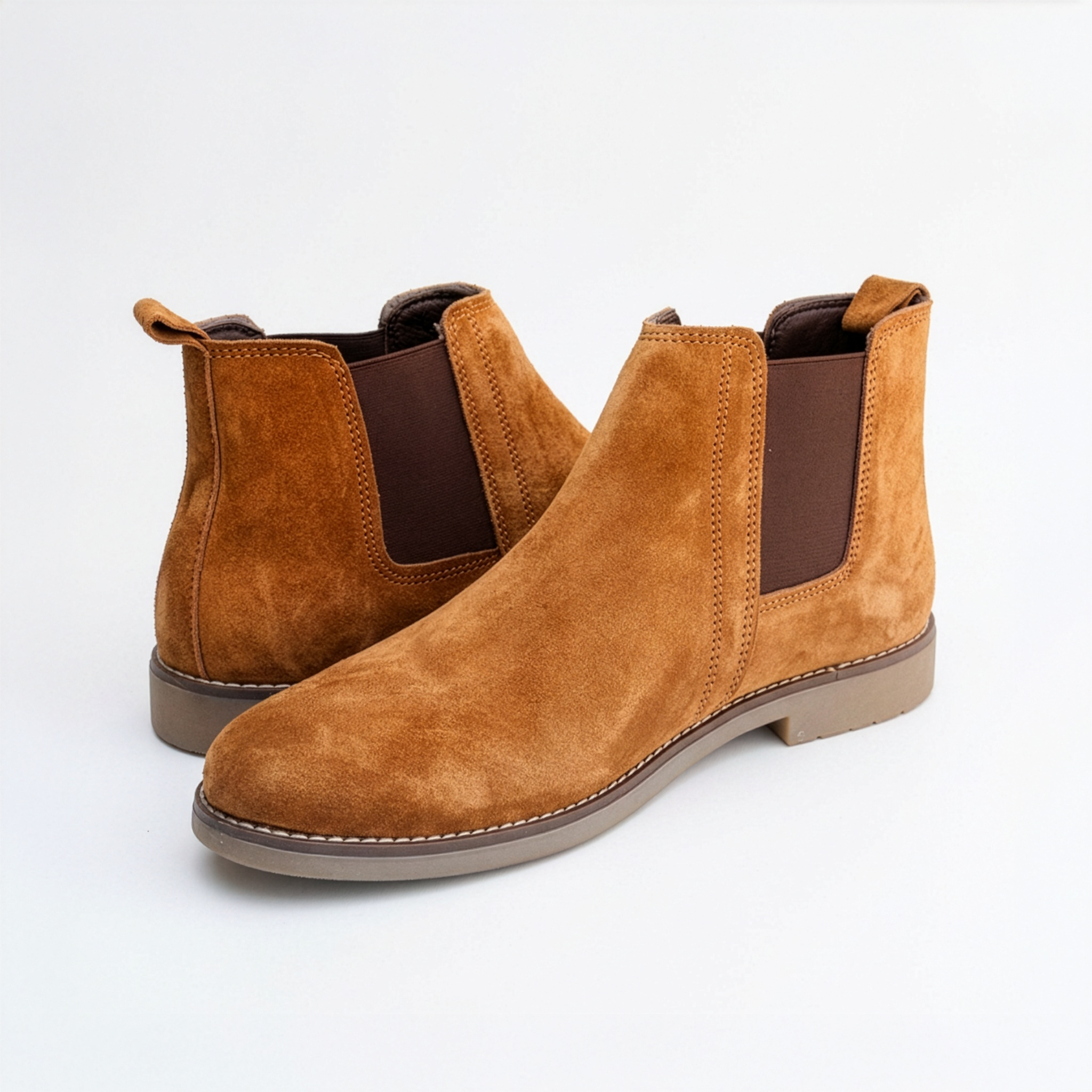 Azuro Milania Tan Suede Chelsea Boots for Men — Handcrafted Ankle Boots