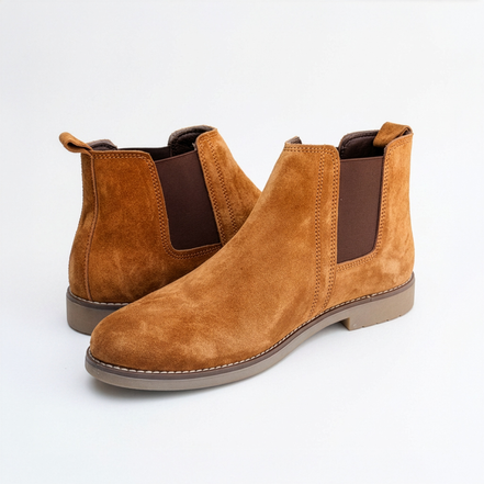 Azuro Milania Tan Suede Chelsea Boots for Men — Handcrafted Ankle Boots