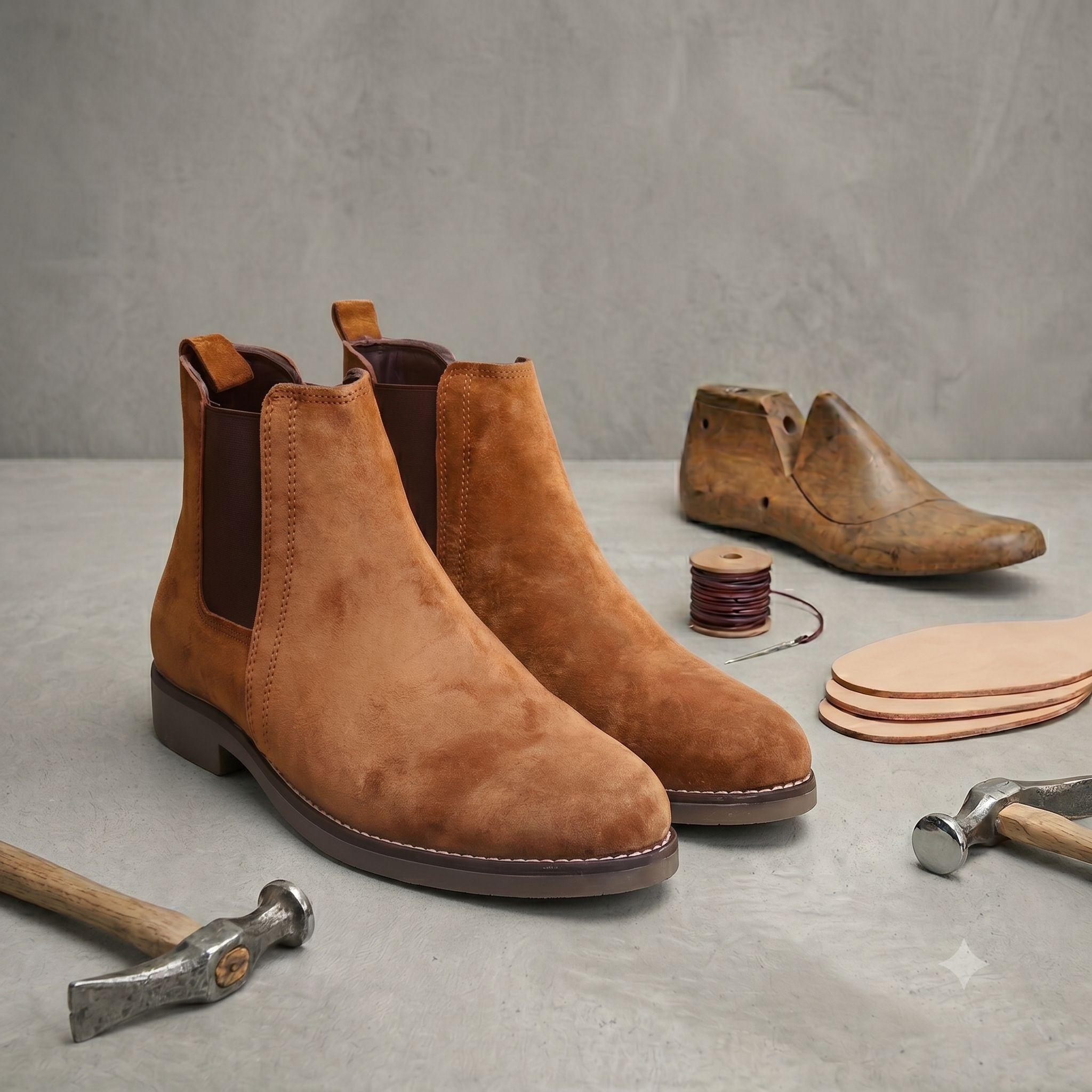 Azuro Milania Tan Suede Chelsea Boots for Men — Handcrafted Ankle Boots
